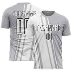 Maillot de football personnalisé à sublimation Lines gris, blanc et noir